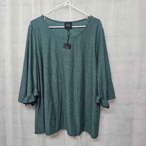 W5 Blouse Green Swiss Dot Boho Casual Fairy Festival Cottage 3X NWT